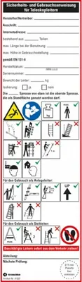 Produktbild von Dreifke® Leiter-Gebrauchsanweisung Teleskopleiter, Folie, ablösbar, 65x225mm,...