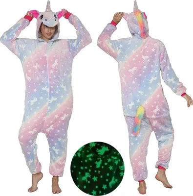Produktbild von EINHORN Kigurumi Onesie Pyjamas Einteiliger Glow in the Dark UV M 155-164 cm