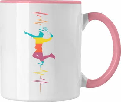 Produktbild von Trendation - Lustige Handball-Tasse Herzschlag Grafik Geschenk für Handballspieler (Rosa)