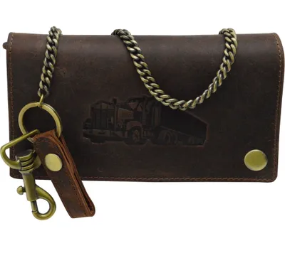 Produktbild von flevado Leder Nature Wild Herren Trucker Portemonnaie mit Hosenkette braun