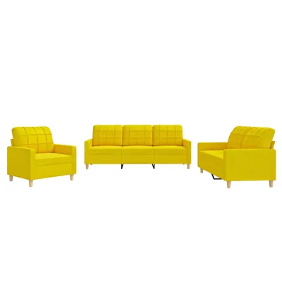 Immagine prodotto di vidaXL Set divano 3 pezzi con cuscini in tessuto giallo chiaro