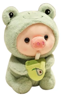 Productafbeelding van Pluche varken met bubble tea beker, 25 cm, kikkerdesign