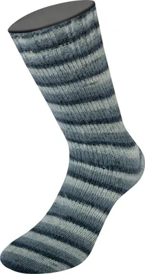 Produktbild von Lana Grossa Meilenweit 100 g COSY SOCKS Soft Stripes 400 m Flauschige Merino-Sockenwolle Farbe 104 - Anthrazit/Dunkel-/Maus-/Hellgrau