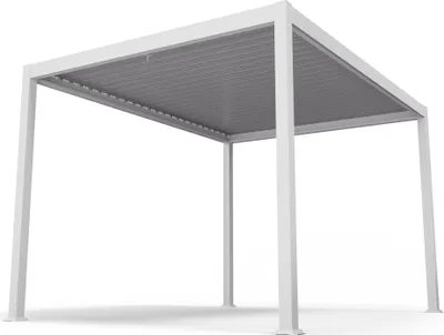 Produktbild von Blumfeldt LuminaHaven Lamellen-Pergola 3x4 m - wetterfester Garten-Pavillon mit starker Aluminiumstruktur, wasserdichten Stahllamellen, winterfest