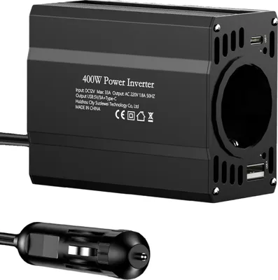 Produktbild von Wechselrichter, DC-zu-AC-Wandler, Europäischer Standardstecker, 400W-SCHWARZ