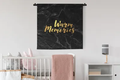 Produktbild von MuchoWow® Wandteppich Wandbehang Zitat - Gold - Marmor 90x90 cm Tapisserie Dekoration Wandtuch - Wandaufhänger