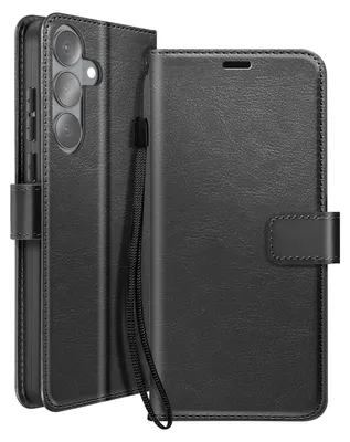 Image de Mayaxess, étui portefeuille avec dragonne et support pour Samsung Galaxy S26 Plus, noir