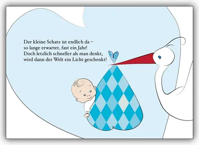 Produktbild von Schöne Babykarte (Junge) Baby-Boy und Storch: Der kleine Schatz