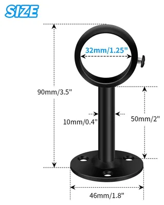 Immagine prodotto di Supporti per tende 4 pezzi, per parete, adatti per tende, colore nero, metallo, da 28 a 32 mm
