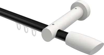 Produktbild von Interdeco Innenlaufstange / Gardinenstange mit Innenlauf Schwarz / Weiß, Typ Talent Etta (Ellipse Schräge), 20 mm Ø 1-läufig, 600 cm