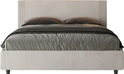 Produktbild von ITYHOME - Gepolstertes Bett ohne Lattenrost 160x190 mit Stoffbezug Labirinto 01 Weiß Rosal