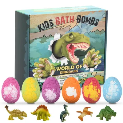 Produktbild von Badebomben Kinder 6 Stück mit Überraschungsspielzeug Dinosaurier Motiv Geschenkset