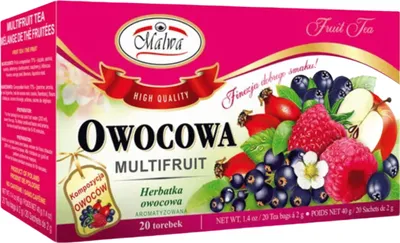 Zdjęcie produktu dla Malwa Herbata Owocowa - Ekspresowa Herbatka Wieloowocowa 20 Torebek 40g