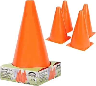 Produktbild von Slazenger 4 Orange Trainingskegel Pylonen Kegelhütchen Hütchen Koordination Fußball Trainingskegel
