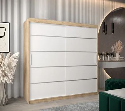 Produktbild von Kleiderschrank ENNI – Breite 200 cm, Eiche sonoma / weiß