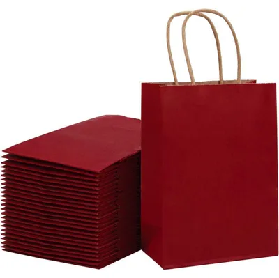 Immagine prodotto di Sacchetti regalo in carta kraft, colore rosso, confezione da 25 pezzi, dimensioni 33 x 25,4 x 12,7 cm, con maniglie