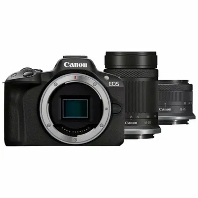 Image de Canon EOS R50, Black + RF-S 18-45 IS STM + RF-S 55-210mm F5-7.1 IS STM Kit