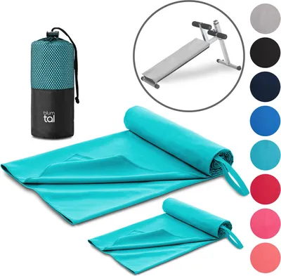 Immagine prodotto di Set di 2 asciugamani fitness Blumtal - asciugamano sportivo in microfibra 180x90cm + asciugamano in microfibra 80x40cm - Asciugamano da palestra/asciugamano in microfibra - grigio chiaro