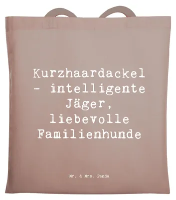Produktbild von Mr. & Mrs. Panda Jutebeutel Spruch Kurzhaardackel Liebe - Braun Pastell - Geschenk, Hunderassen Beschreibung, Hunderasse, Tasche, Stoffbeutel, liebevolle Begleiter, Uni