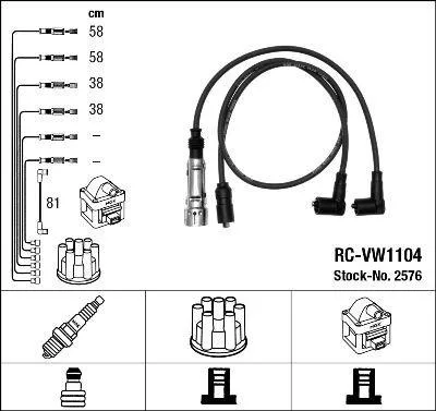 Produktbild von NGK 2576 Zündkabelsatz Zündleitungssatz für VW Derby (86C, 80)