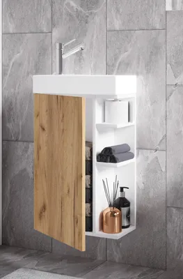 Produktbild von VCM 2-tlg Set | Waschplatz für Gäste WC | Gästebad | Waschtisch Toilette | Badmöbel Badezimmer Set – Lumia