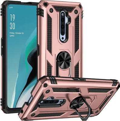 Image de Etui pour Oppo Reno2 Z / Reno2 F étui de protection militaire double couche avec anneau de maintien et support Rose