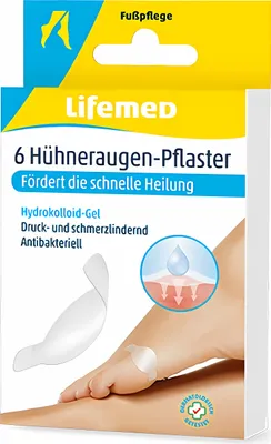 Produktbild von 6x HÜHNERAUGEN PFLASTER 45x22mm mit Hydrokolloid-Gel Hühneraugenkissen Blasenpflaster Druckpflaster 86