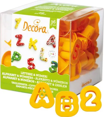 Produktbild von Alphabet und Zahlen 36Stück 2x1,6cm - Decora