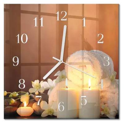 Produktbild von Tulup Glasuhr Wanduhr Küchenuhr Echt-Glas 30x30 cm Modern Dekorativ Geräuschlos Weiße Zeiger - Spa-Kerzen