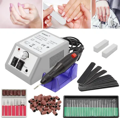 Image de Jopassy Fraises à ongles électriques Manucure Pédicure Fraises Lime Set Nailart Fraises professionnelles Pierres à aiguiser Ponceuse à diamant Lime à ongles Appareil de pédicure Gris