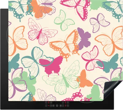 Produktbild von KitchenYeah© Herdabdeckplatte Schmetterlinge - Muster - Insekten , 58x51cm, Küche Deko, Glaskeramikkochfeld Herdabdeckung, Abdeckplatte fùr Kochfeld