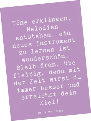 Produktbild von Mr. & Mrs. Panda Fotokarte Spruch Ein neues Musikinstrument lernen - Lavendeltraum - Geschenk, Postkarte, Ansichtskarte, wunderschön, Vertrauem, Zuversicht, Töne, Trost