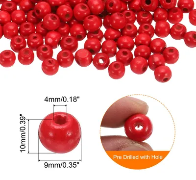 Produktbild von 600 Stk. Gro?loch-Holzperlen Haarzopfperlen, Unvollendete natš¹rliche Fassholz-Abstandshalterperlen fš¹r Handwerk Haar DIY Makramee-Schmuckherstellung, Rot (10 x 9mm, 4mm Loch)