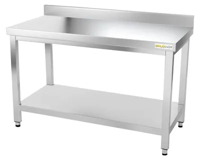 Image de Table de travail en inox 1500 x 500 mm adossée PREMIUM - GOLDINOX