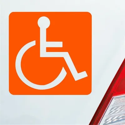 Produktbild von Auto Aufkleber Rollstuhlfahrer Warnhinweis Rollstuhl 10,5x10,5 cm Orange Sticker Heckscheibenaufkleber