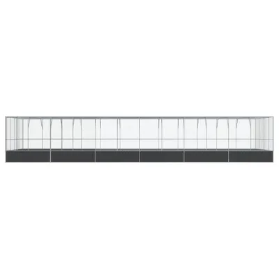 Image de vidaXL Volière avec extension argentée 1246x414x212 cm acier
