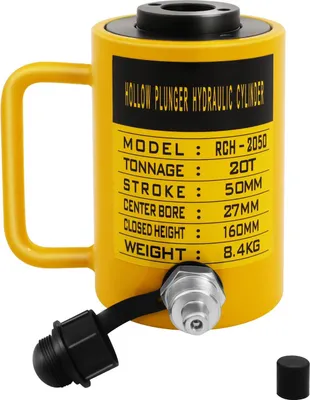 Image de Cric hydraulique - Cric à vérin 20 t - Acier 45# pour charges lourdes - Compact - Compatible avec une pompe manuelle - Raccord ZG3/8 - Jaune