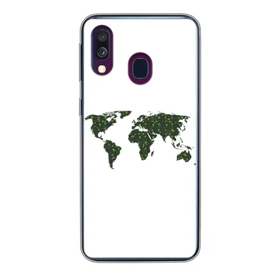 Produktbild von MuchoWow® Handyhülle Schutzhülle Hülle für Samsung Galaxy A40 Weltkarte - Grün - Blätter Silikon Softcase Handy Hülle - Handy-Tasche
