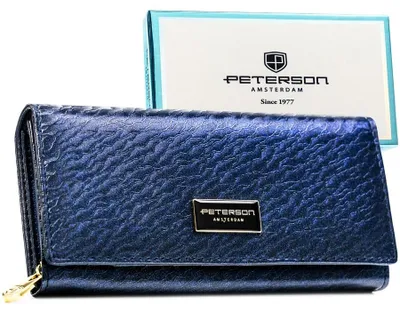 Obrázok produktu pre Peterson dámska peňaženka RFID z prírodnej a ekologickej kože modrá, 18,5 cm