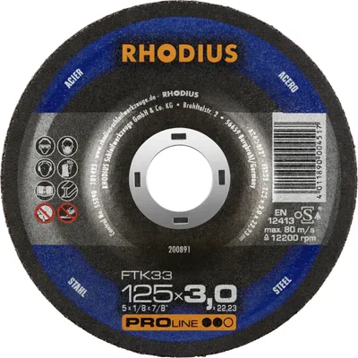 Produktbild von Rhodius Trennscheibe FTK 33 125x3,0x22,23mm Stahl Proline - 200891