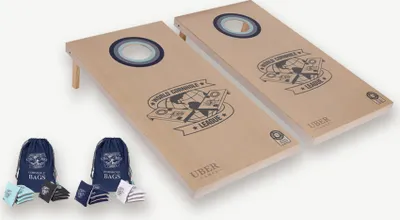 Obrázok produktu pre Svetová liga v Cornhole - 120 x 60 cm - sada dvojitých dosiek - 100% drevo - 16 super vrecúšok s fazuľami - Ubergames
