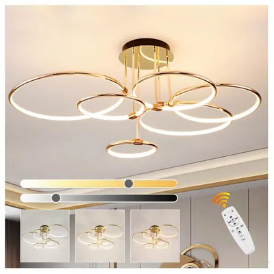 Image de Lampe de plafond LED moderne à 6 anneaux ronds, dimmable