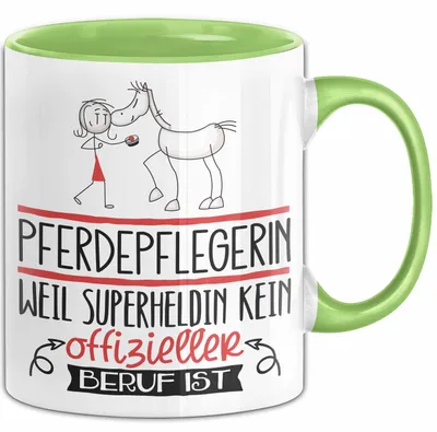 Produktbild von Pferdepflegerin Geschenk Tasse Lustiger Spruch Pferdepflegerin Weil Superheldin Kein Offizieller Beruf Ist Geschenkidee (Grün)
