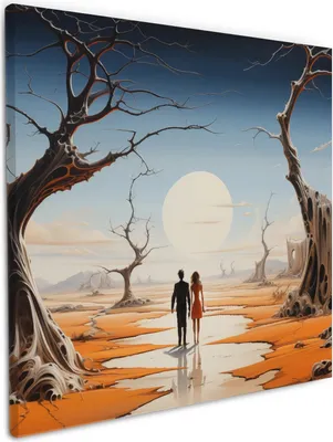 Produktbild von Wallario Premium Leinwandbild Wüstenwanderer in Größe 50 x 50 cm