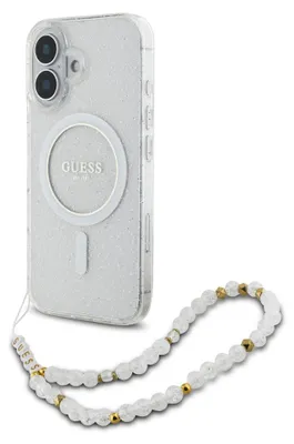Produktbild von Guess Iml Glitter mit Perle Riemen Magsafe Fall für Iphone 16 - klar