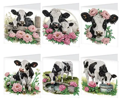 Diamond Painting Wenskaarten Set – 6 Karten + Umschläge, Bastelset