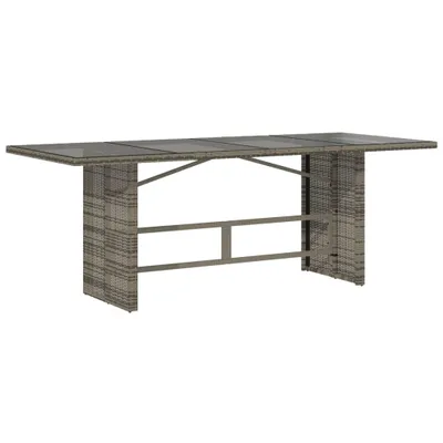 Produktbild von Gartentisch mit Glasplatte Grau 190x80x74 cm Poly Rattan