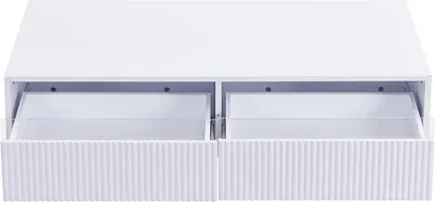 Produktbild von Merax LED Wohnwand-Set 2-teilig, TV-Ständer mit 4 Türen und Couchtisch mit 2 Schubladen, Wohnzimmermöbel mit LED und Wellenstruktur, Weiß-Gold