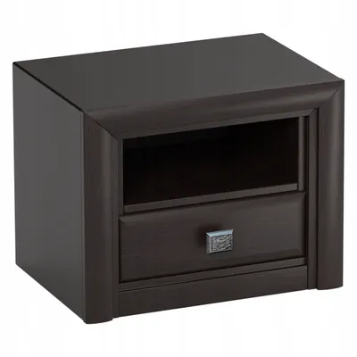 Produktbild von Nachttisch, Schwarzer Wenge-Nachttisch, Schublade, für Schlafzimmer 59 cm, KOEN