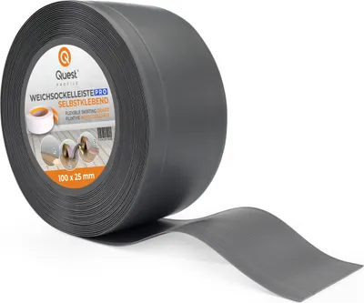 Obrázok produktu pre QUEST Mäkká soklová lišta, Pružná soklová lišta, Rohová soklová lišta, PVC 100x25mm, tmavosivá, 25m